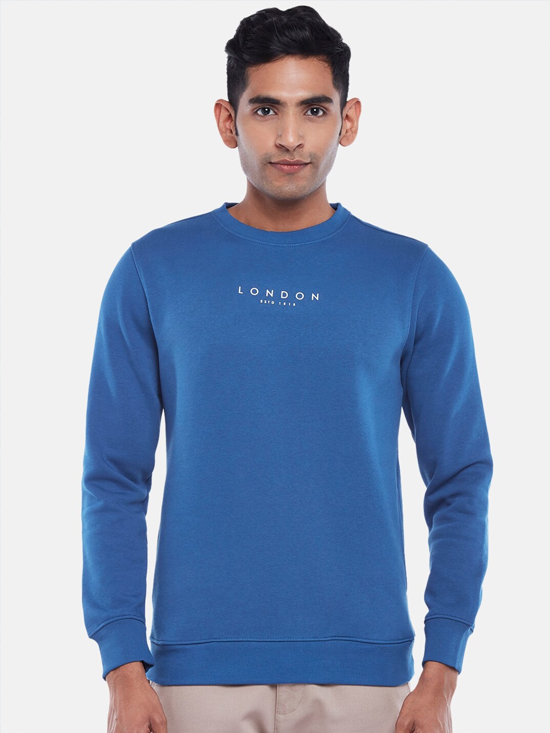 

BYFORD by Pantaloons Men Blue Printed Sweatshirt