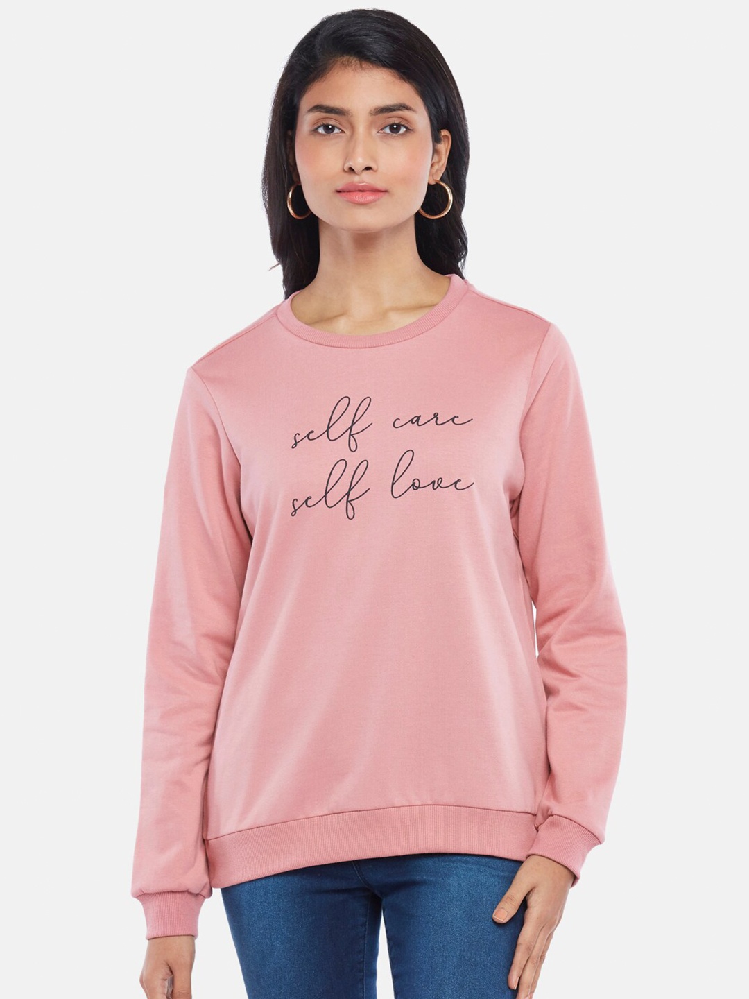 

Honey by Pantaloons Women Pink Printed Cotton Sweatshirt