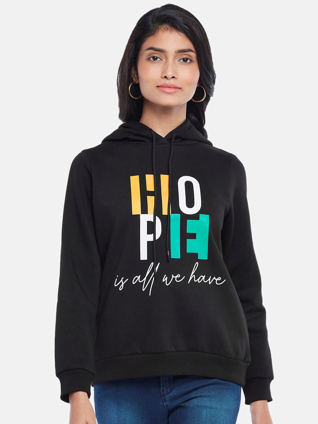 

People Women Black Printed Sweatshirt