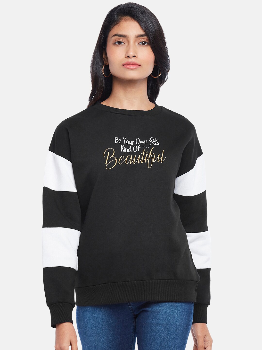 

People Women Black Printed Sweatshirt