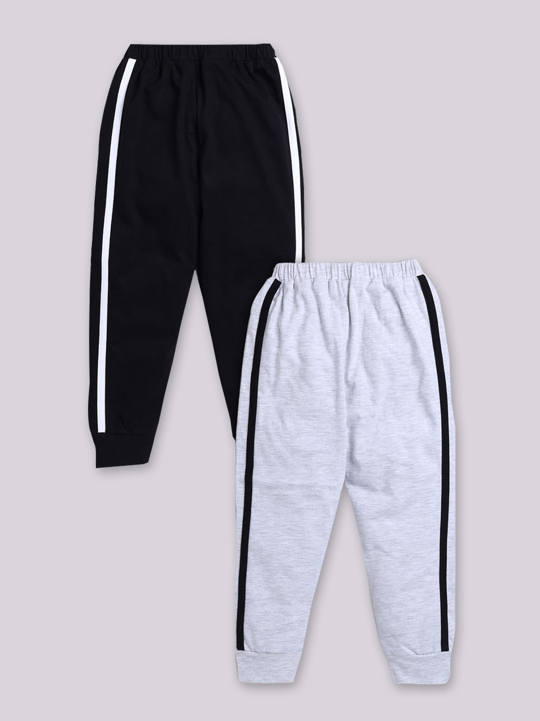 

JBN Creation Kids Pack Of 2 Solid Cotton Lounge Joggers, Black