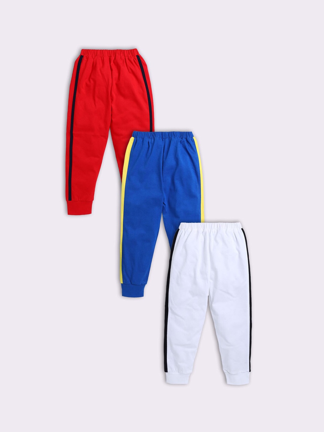 

JBN Creation Kids Pack Of 3 Solid Cotton Joggers, Red