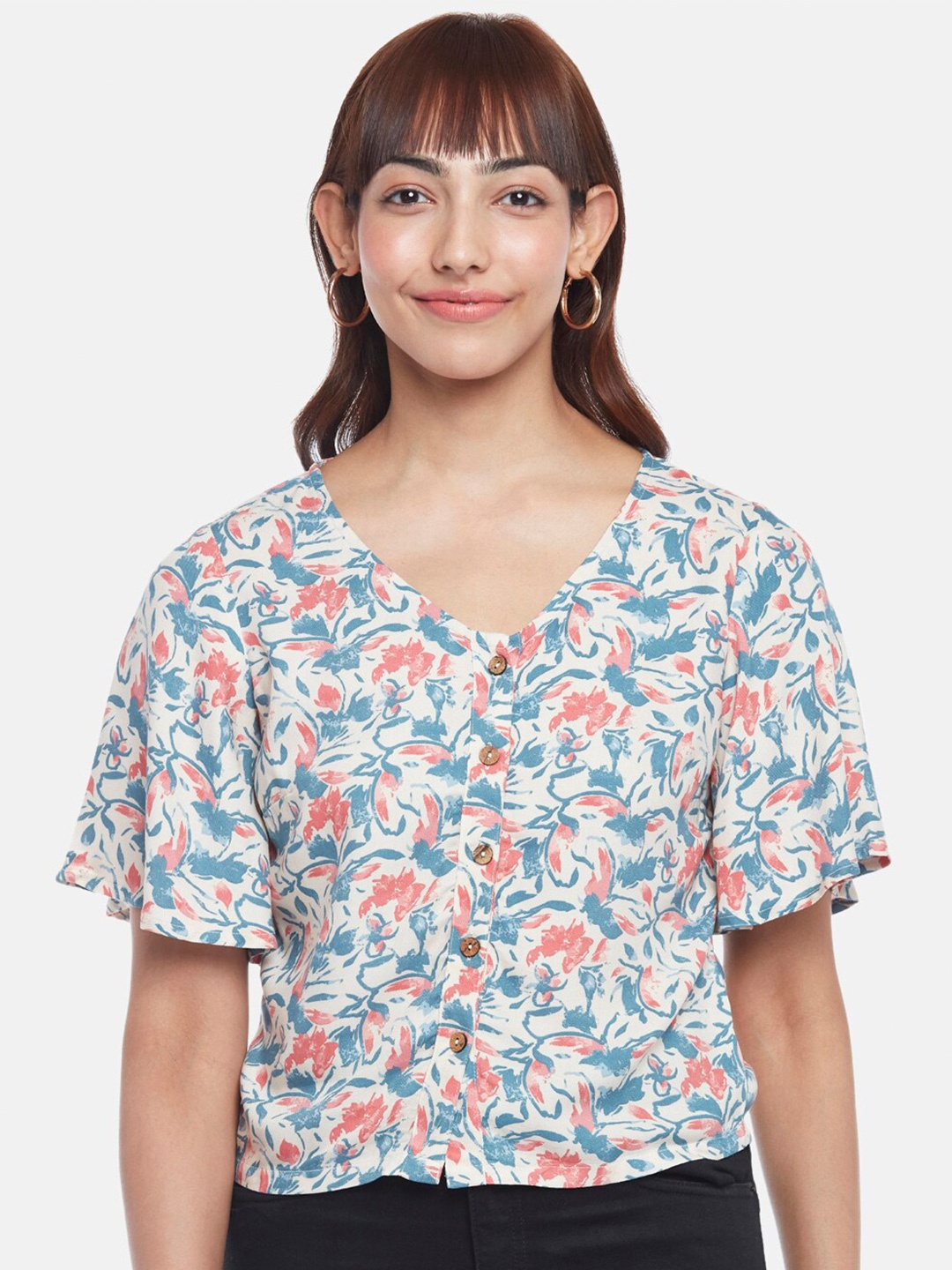 

Honey by Pantaloons Off White Floral Print Top