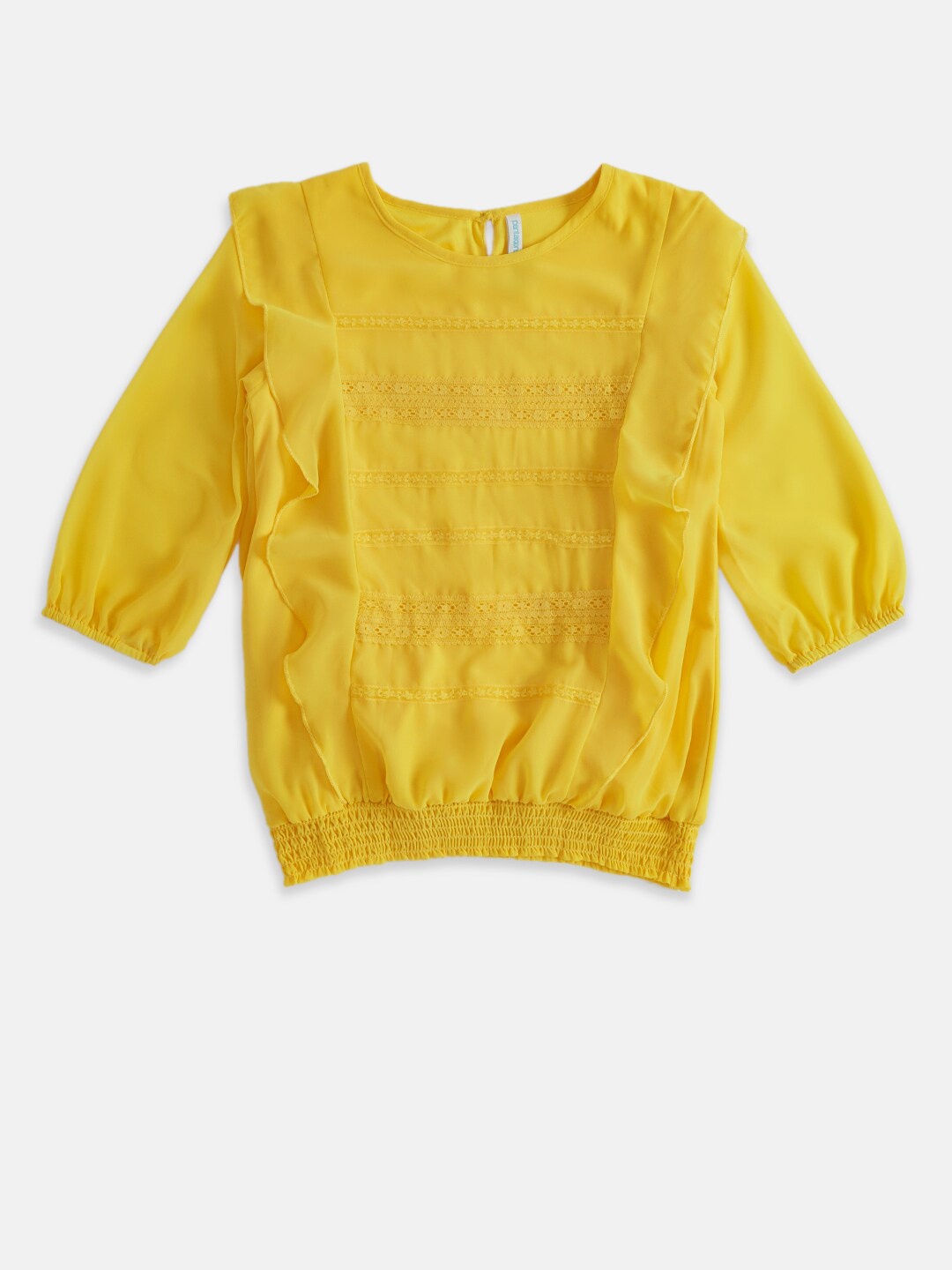 

Pantaloons Junior Mustard Yellow Ruffles Blouson Top