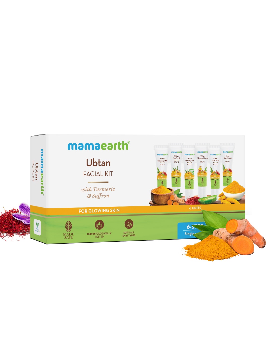 

Mamaearth Ubtan Facial Kit with Turmeric & Saffron for Glowing Skin - 60 g, White