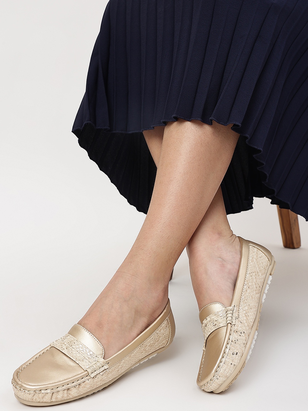 

Marc Loire Women Gold Embellished Slip On Loafers