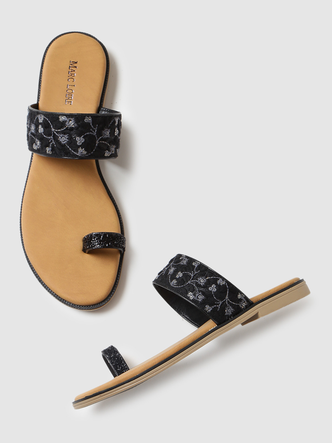 

Marc Loire Women Black Embellished Ethnic One Toe Flats