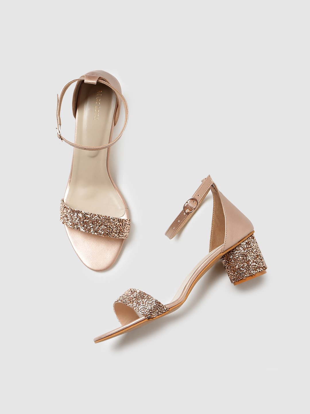 

Marc Loire Rose Gold PU Block Sandals