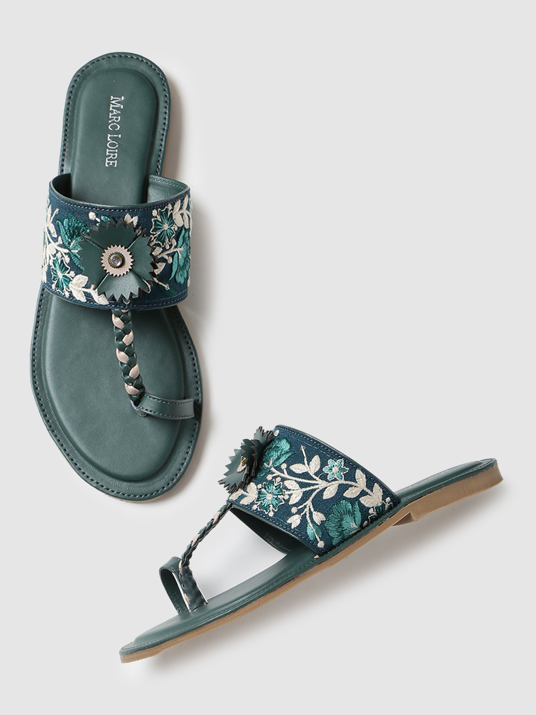 

Marc Loire Women Green Embellished Ethnic Open Toe Flats