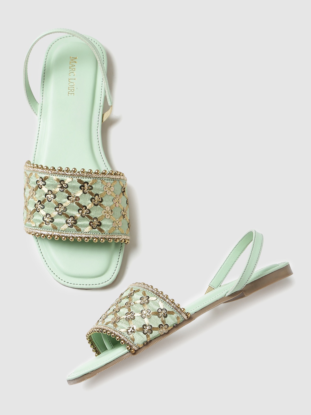 

Marc Loire Women Green Embellished Ethnic Open Toe Flats