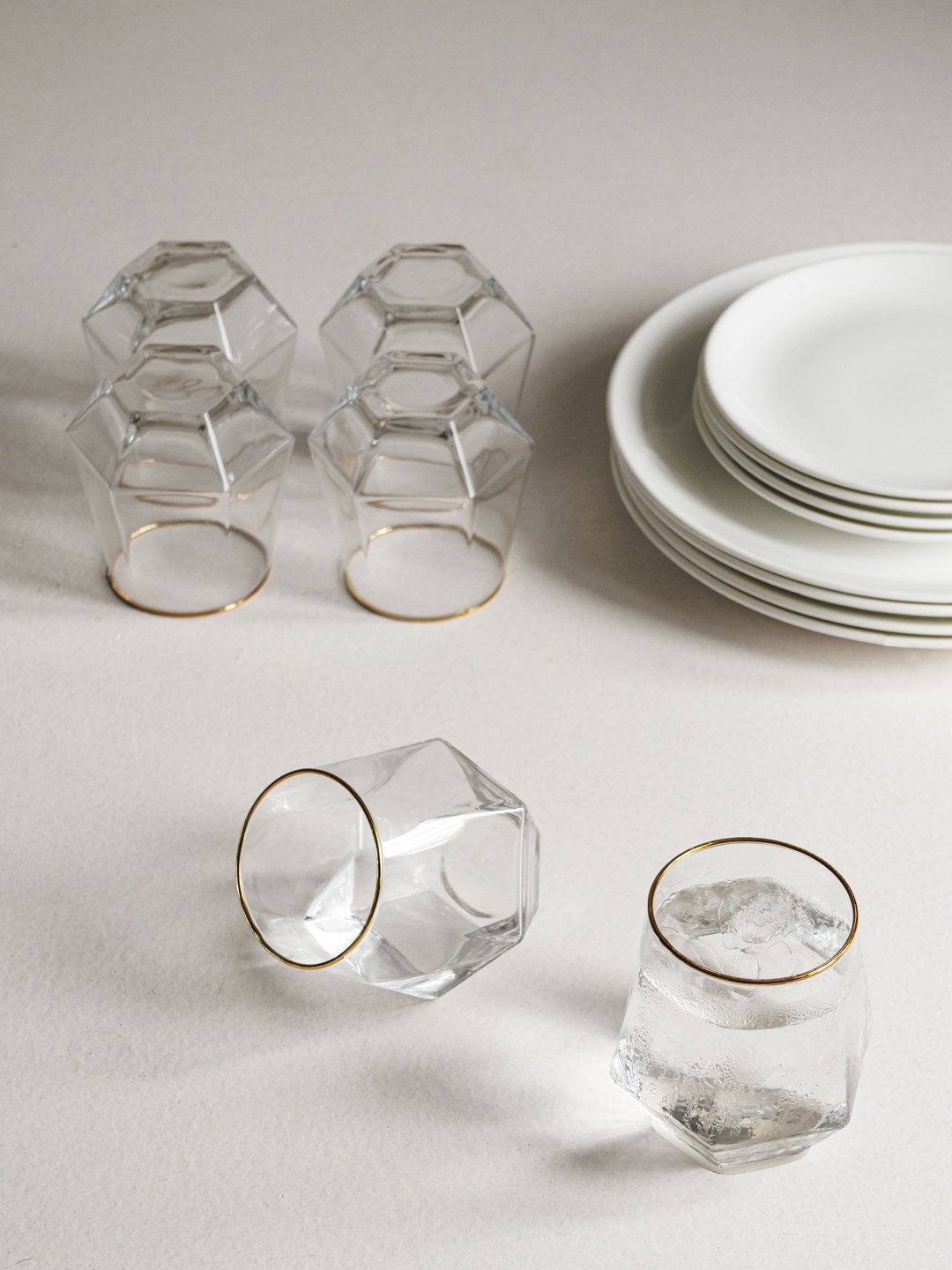 

ClasikoTransparent Set Of 6 Solid Roly Poly Glasses, Transparent
