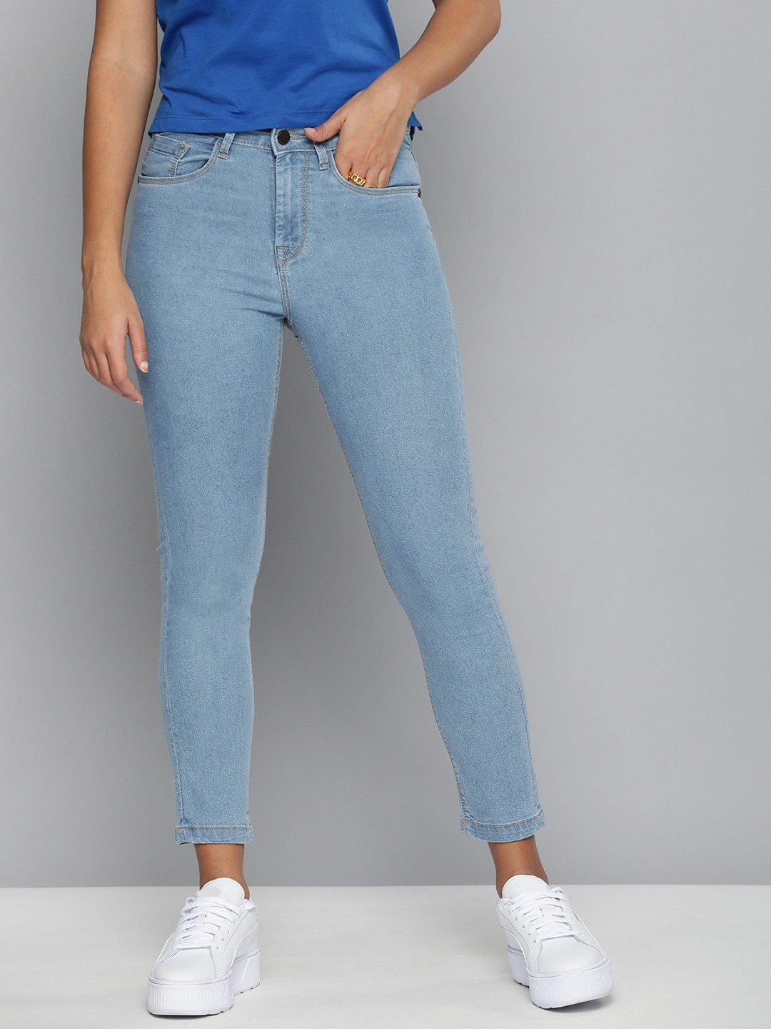 

HERE&NOW Women Blue Skinny Fit High-Rise Stretchable Jeans