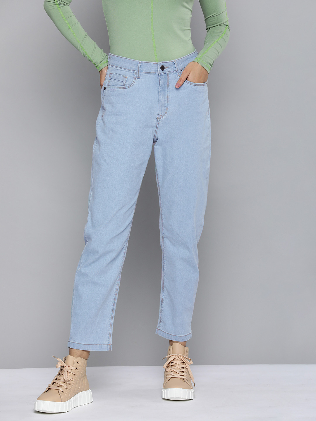 

HERE&NOW Women Blue Relaxed Fit Mid-Rise Stretchable Jeans
