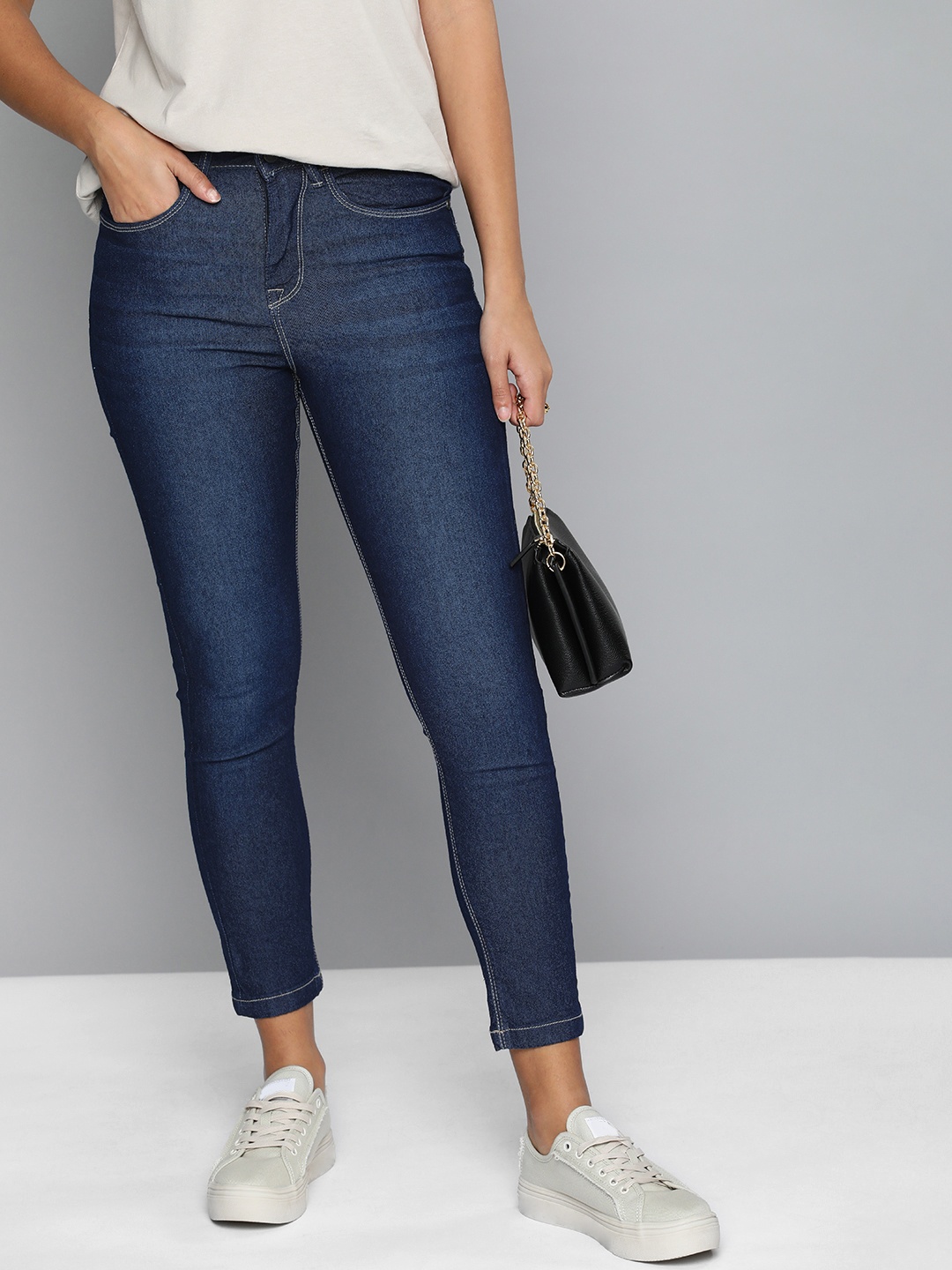 

HERE&NOW Women Blue Skinny Fit High-Rise Stretchable Jeans