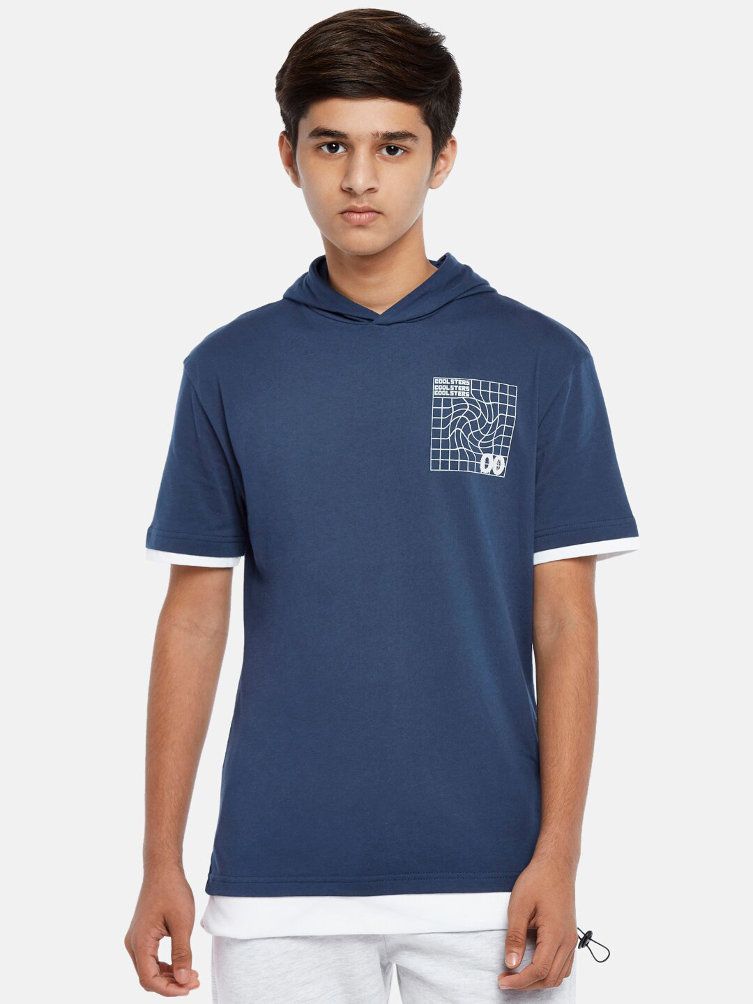 

Coolsters by Pantaloons Boys Blue Hooded Cotton T-shirt