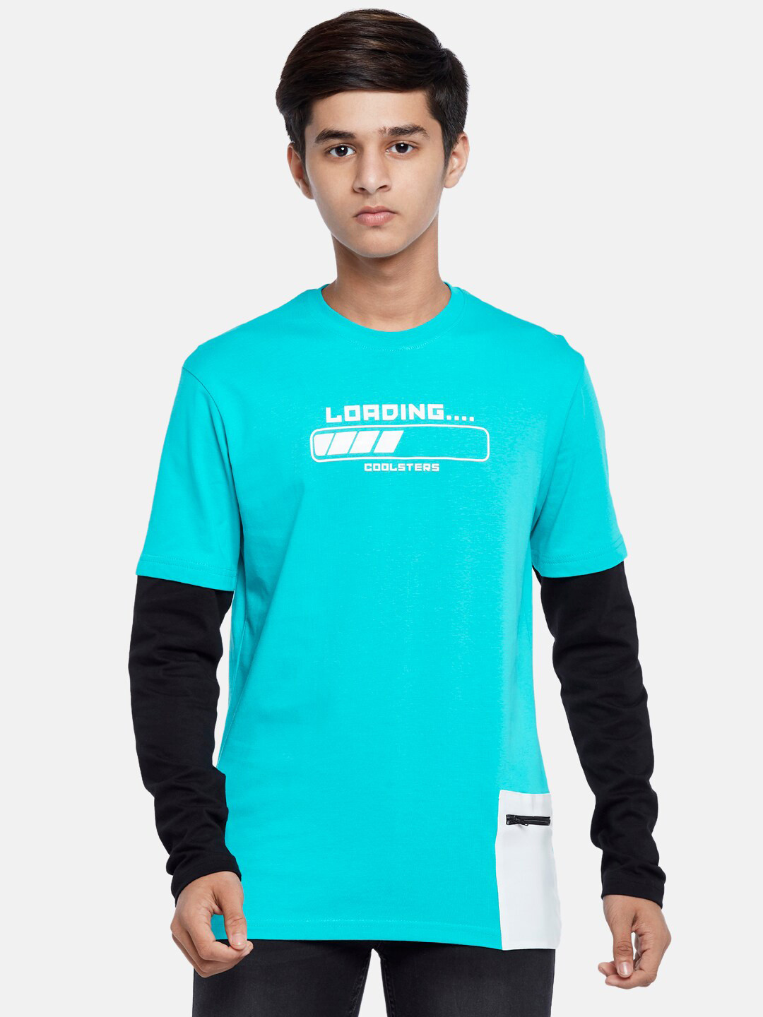 

Coolsters by Pantaloons Boys Teal Typography Printed Cotton T-shirt