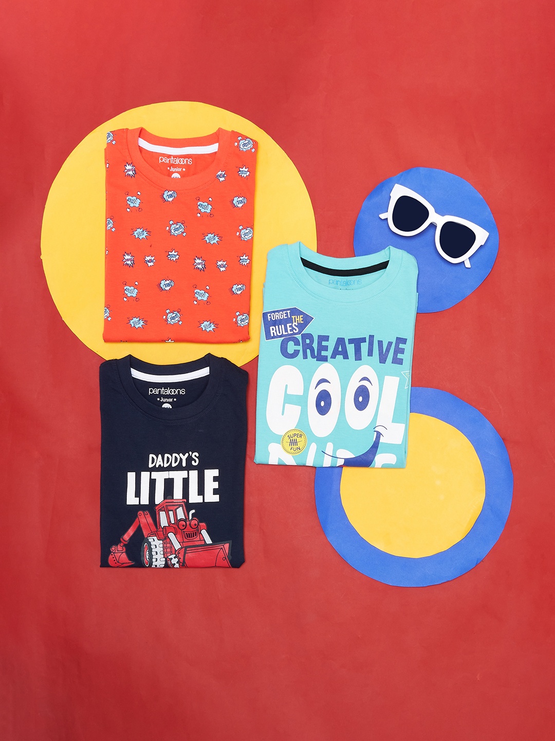 

Pantaloons Junior Boys Pack of 3 Printed T-shirt, Red