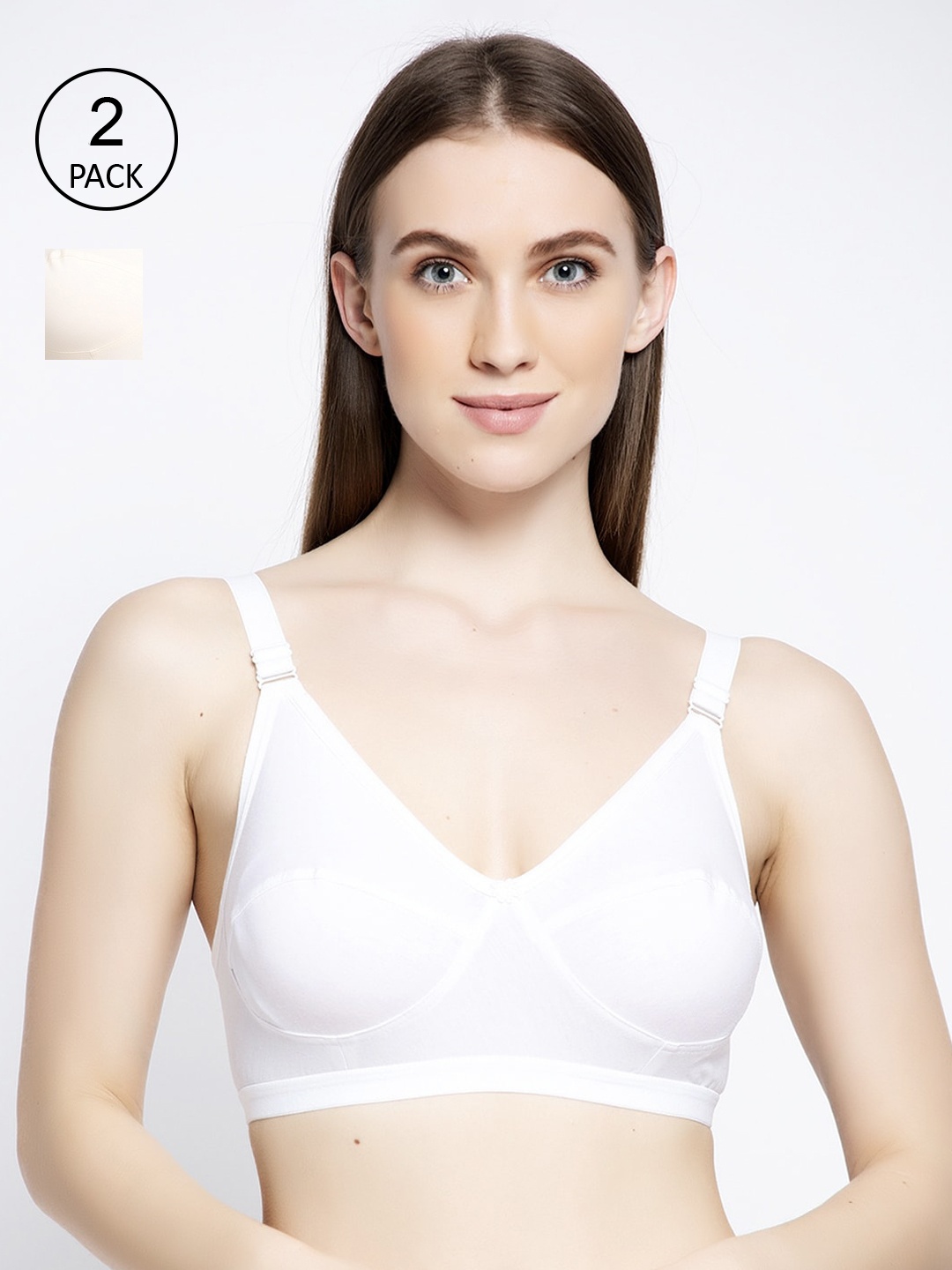 

GRACIT Set Of 2 White Non Padded & Non Wired Solid Bra