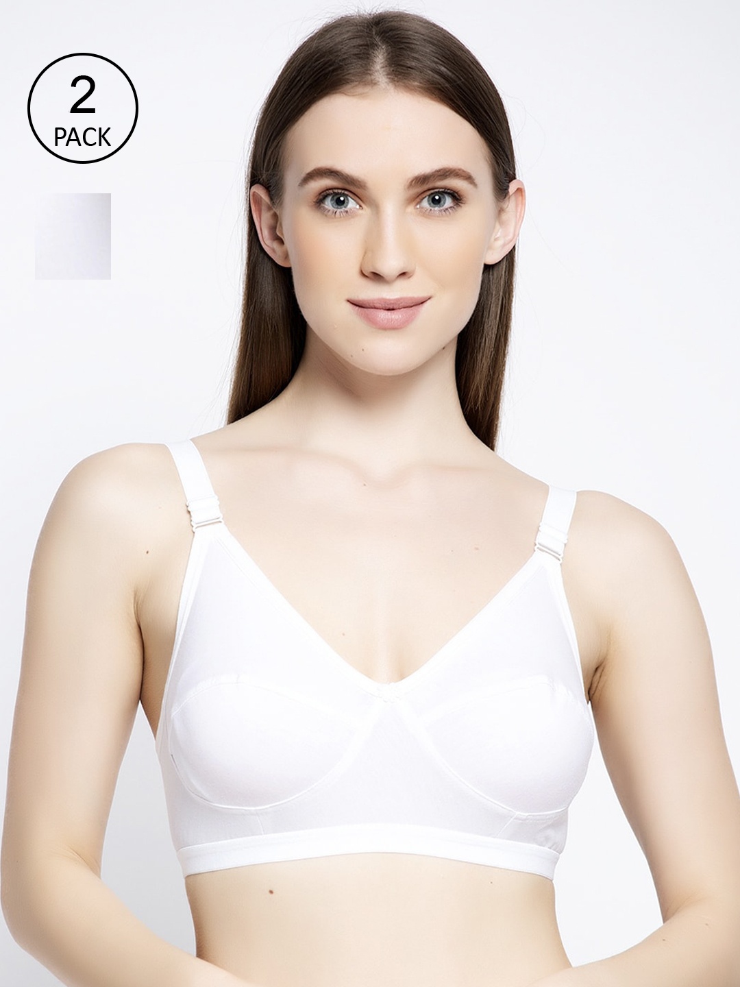 

GRACIT Women Pack Of 2 Super Combed Cotton Reversible Lycra Bra, White