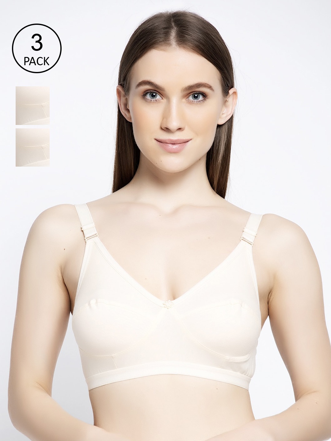 

GRACIT Women Pack of 3 Bra, Beige