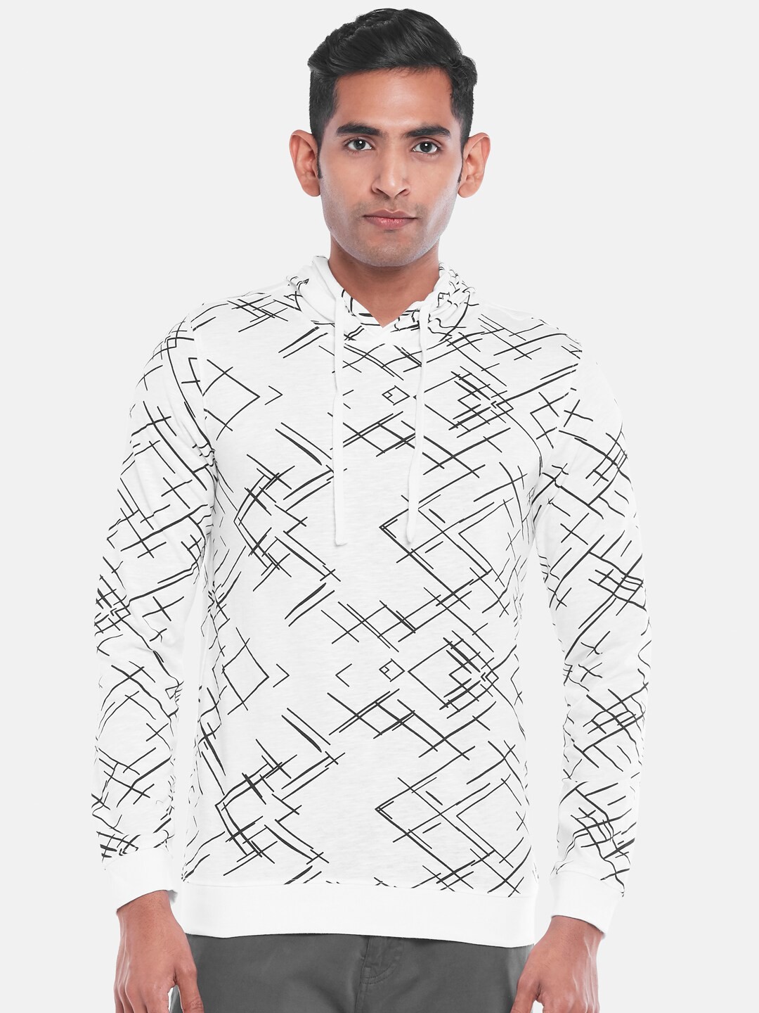 

Urban Ranger by pantaloons Men White Checked Slim Fit T-shirt