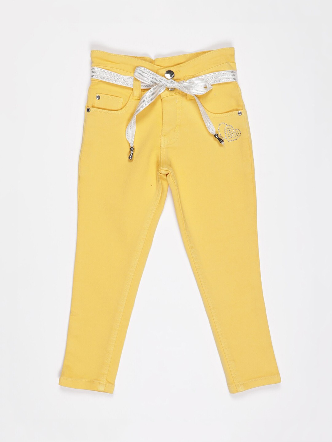 

V2 Value & Variety Girls Mustard Coloured Mid-Rise Cotton Jeans