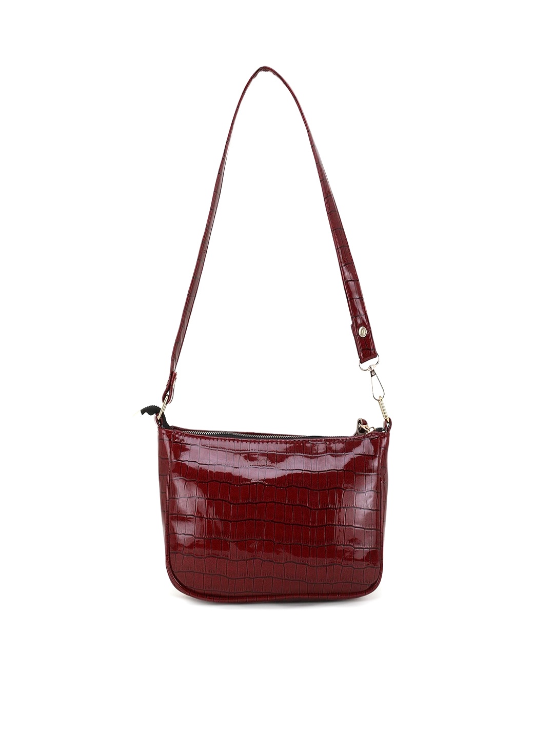 

Lychee bags Maroon Textured PU Structured Sling Bag