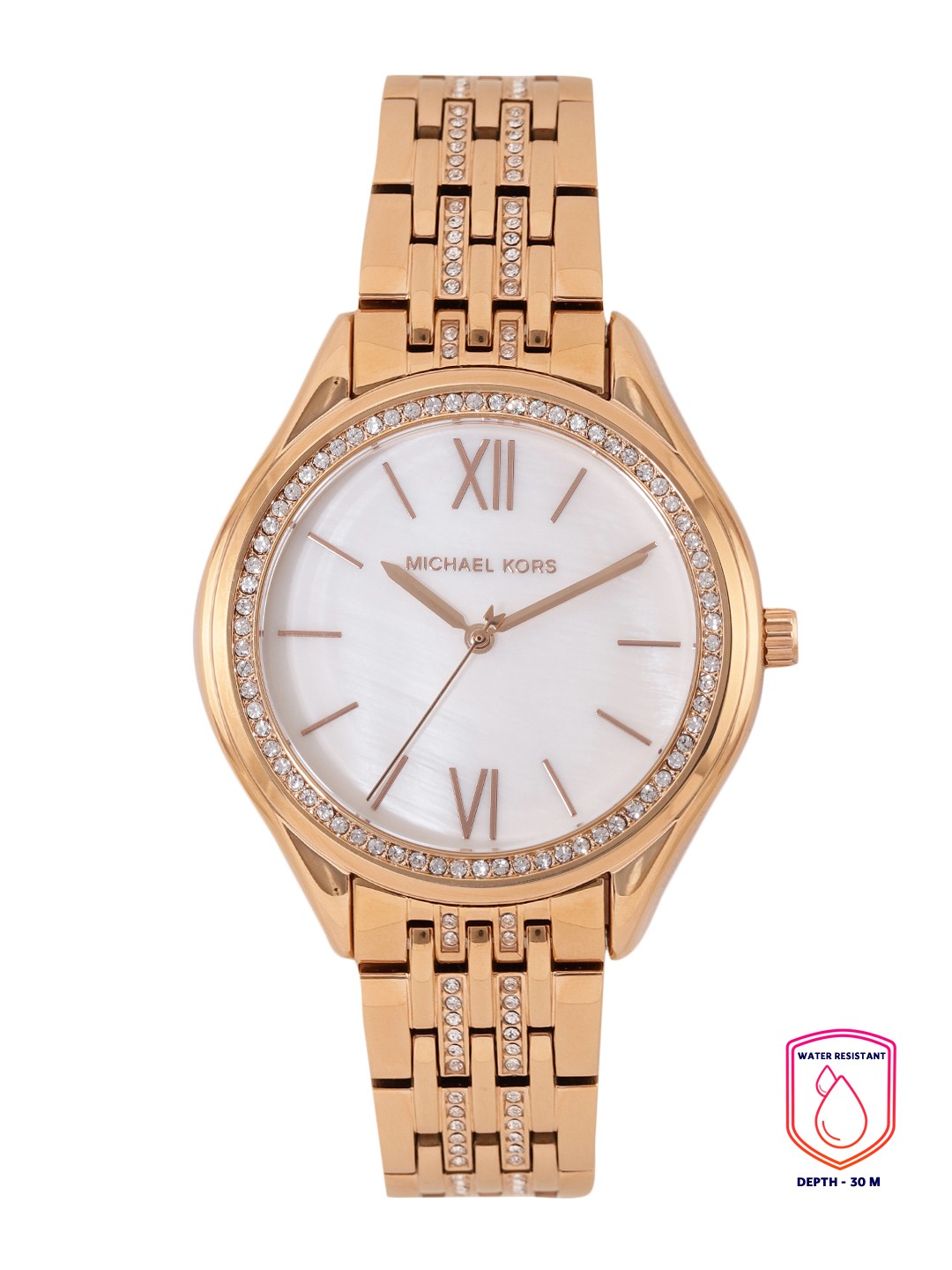 

Michael Kors Women White Embellished Analogue Watch MK7076