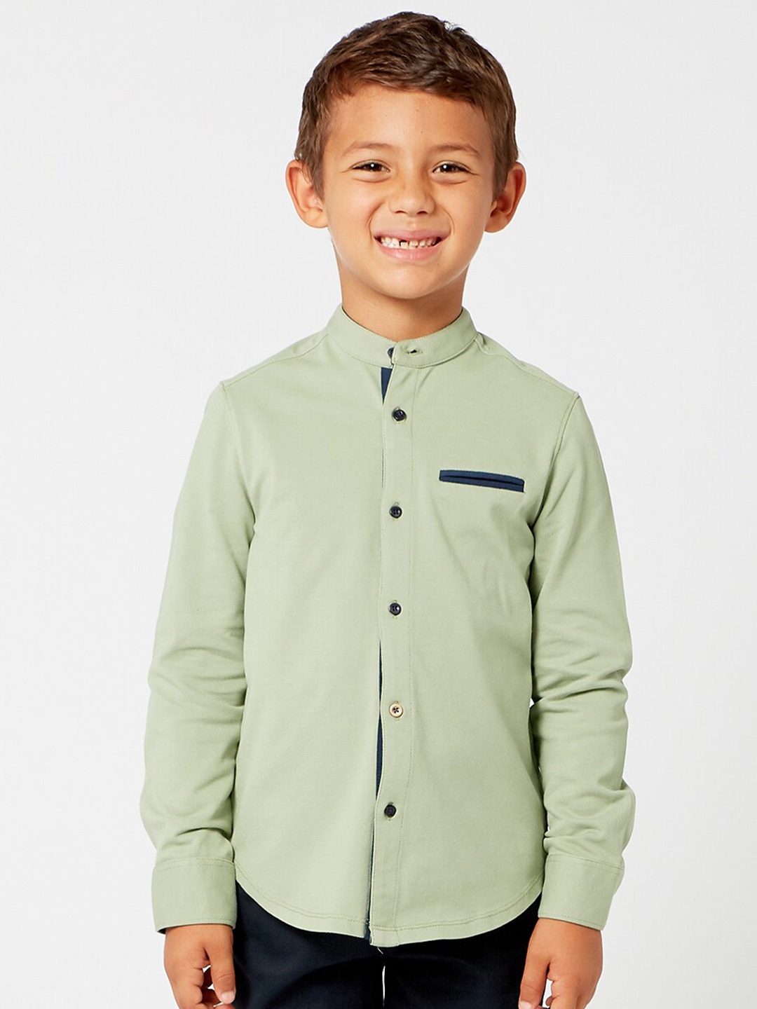 

One Friday Boys Olive Green Slim Fit Casual Shirt