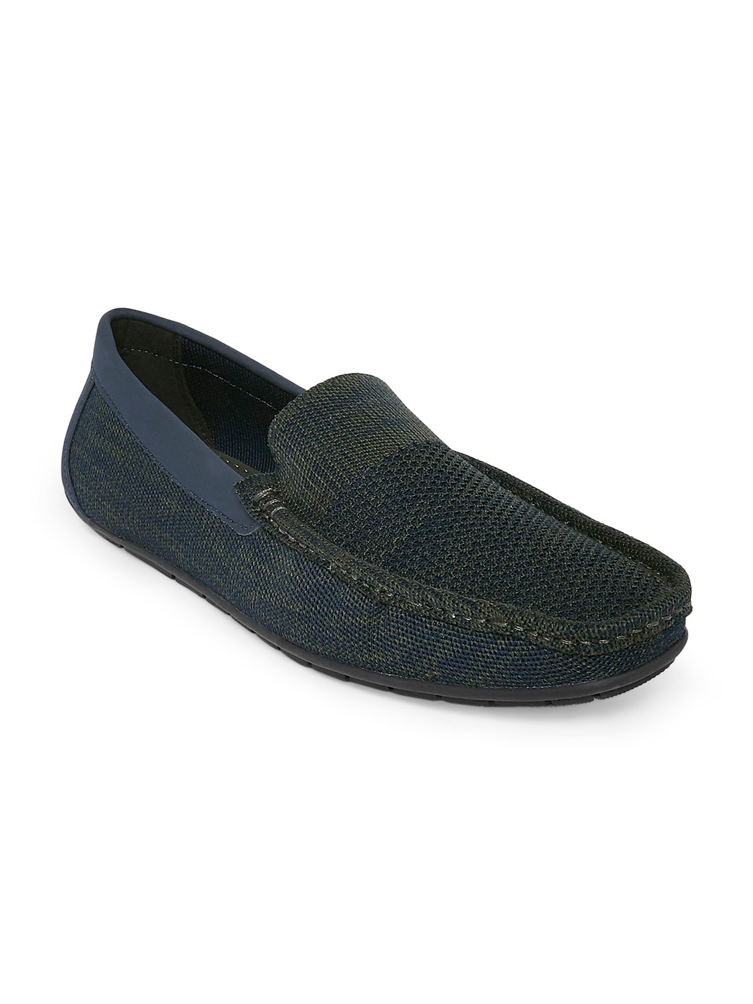 

BYFORD by Pantaloons Men Olive Green Woven Design PU Loafers