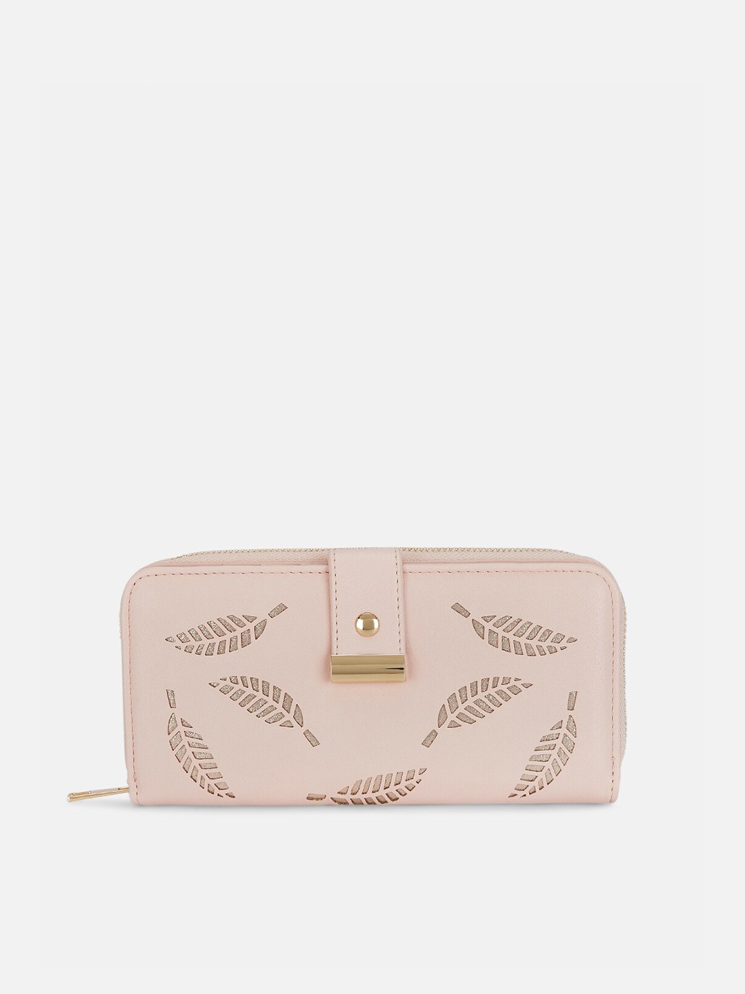

Forever Glam by Pantaloons Women Pink & Gold-Toned Floral Printed PU Envelope