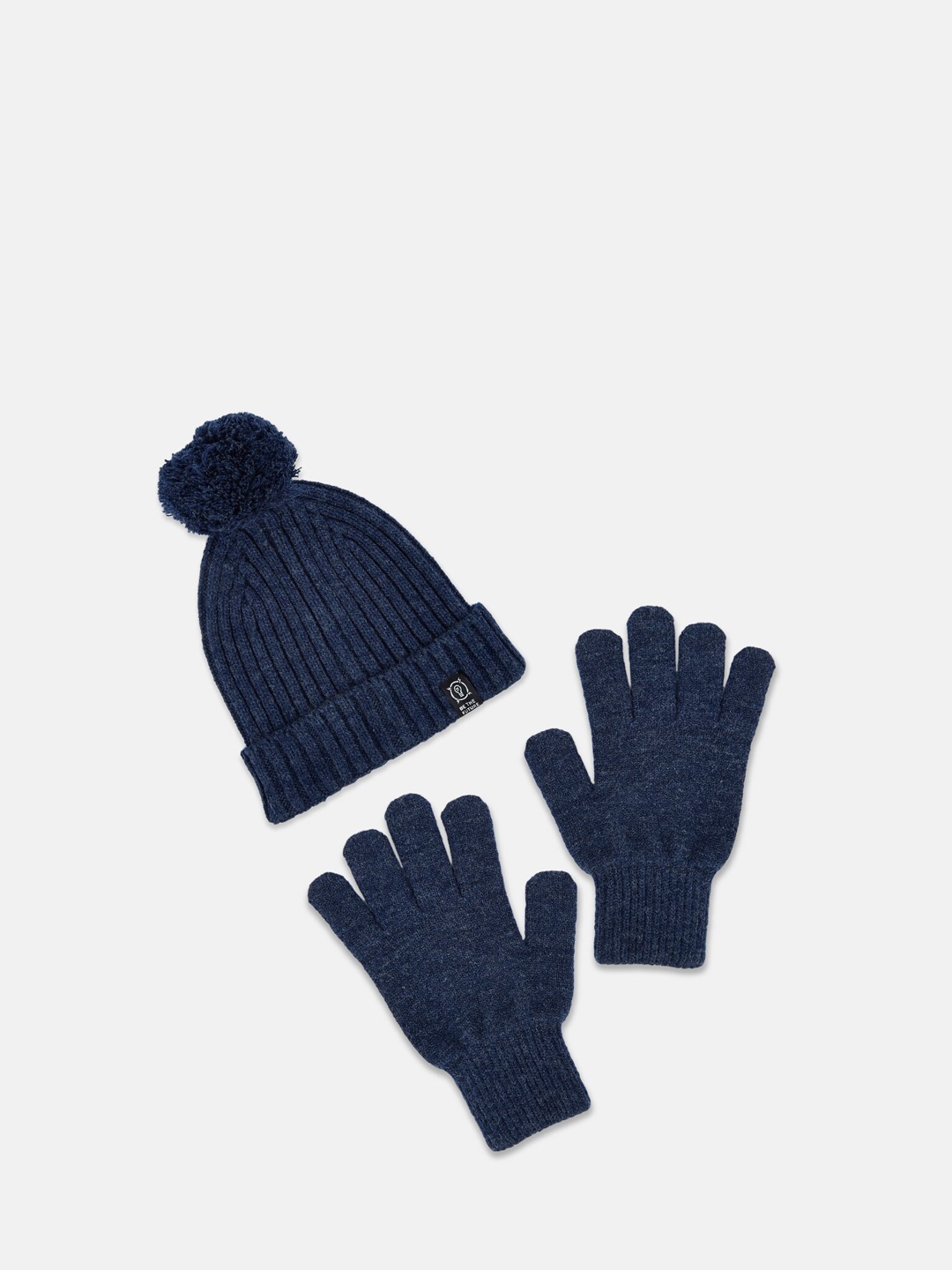 

Pantaloons Junior Boys Blue Acrylic Beanie With Gloves