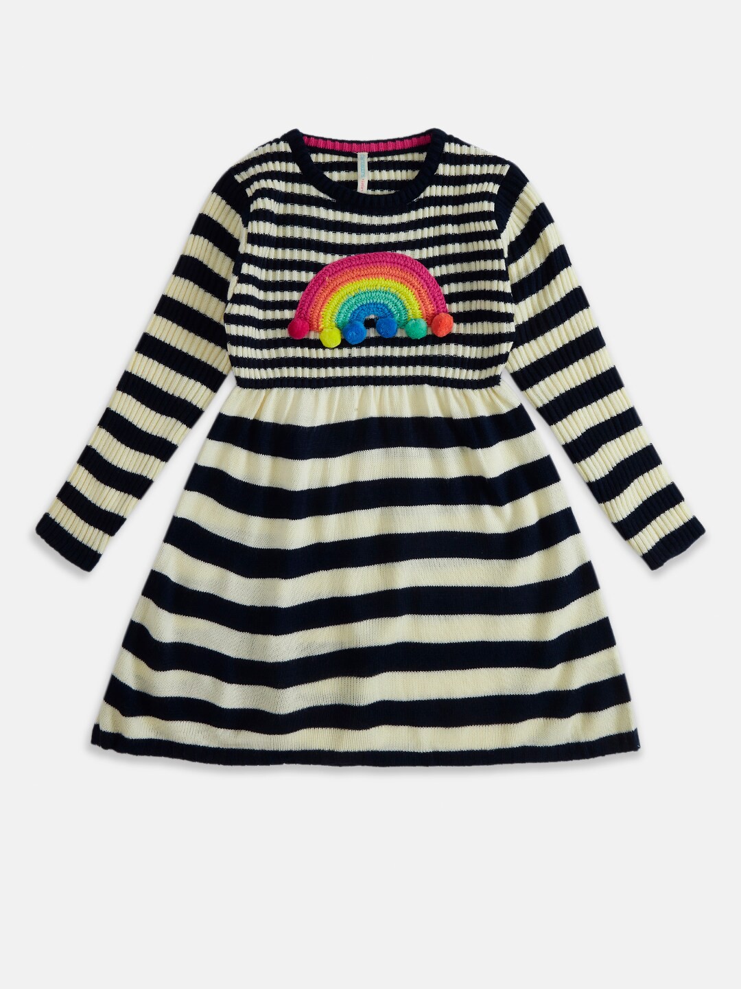 

Pantaloons Junior Girls Navy Blue & White Striped Dress