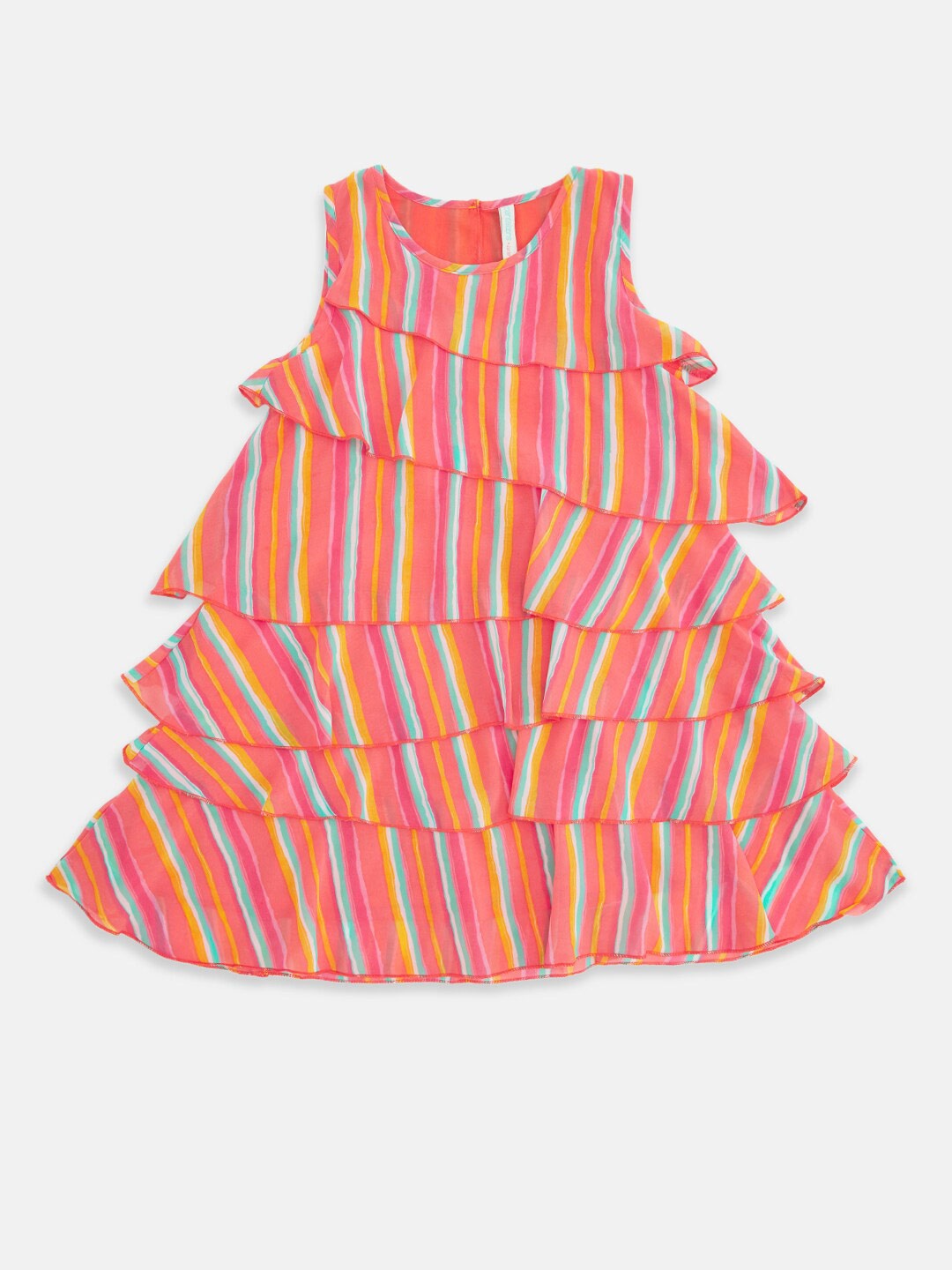

Pantaloons Junior Girls Coral Striped A-Line Dress
