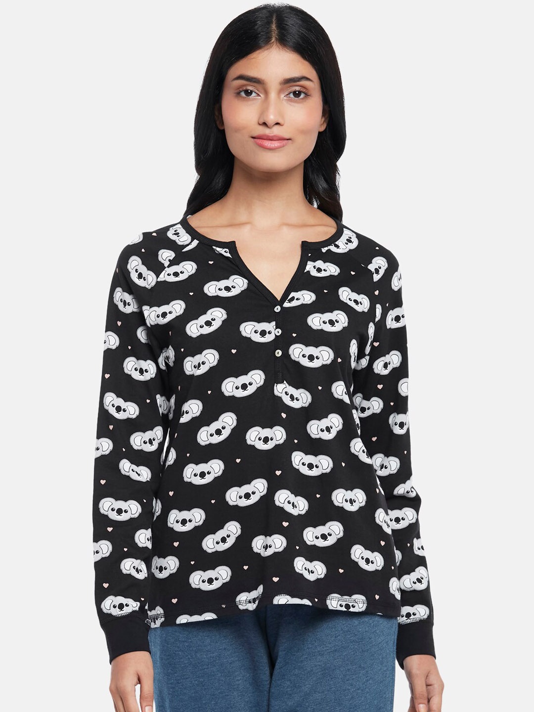 

Dreamz by Pantaloons Women Black Printed Lounge T-shirts