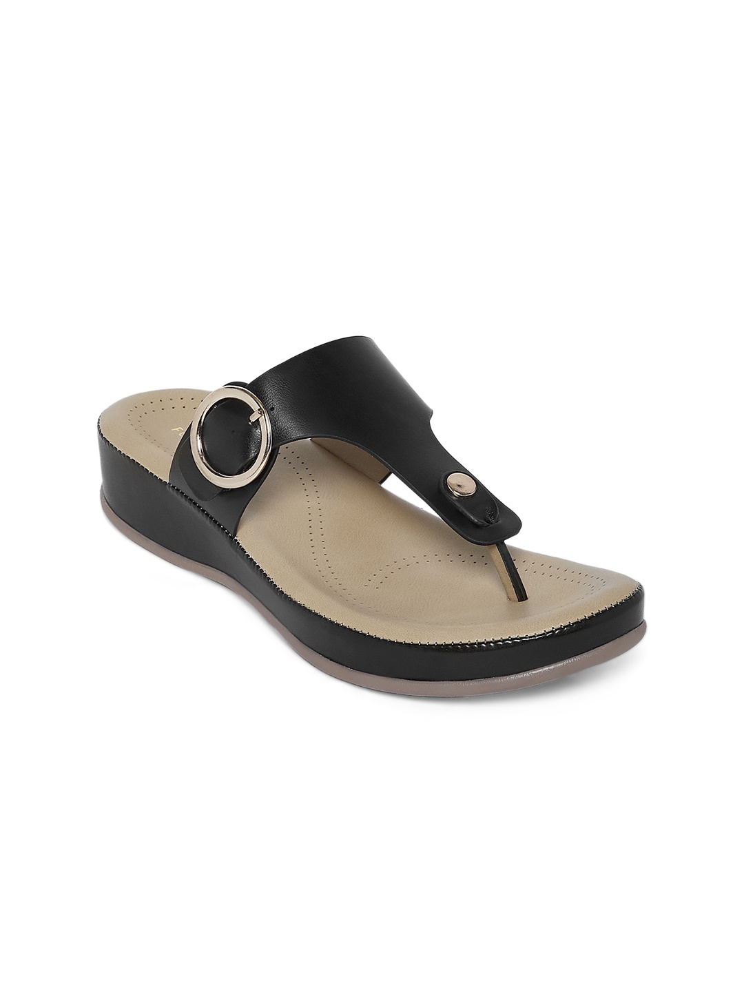 

Forever Glam by Pantaloons Women Black T-Strap Flats
