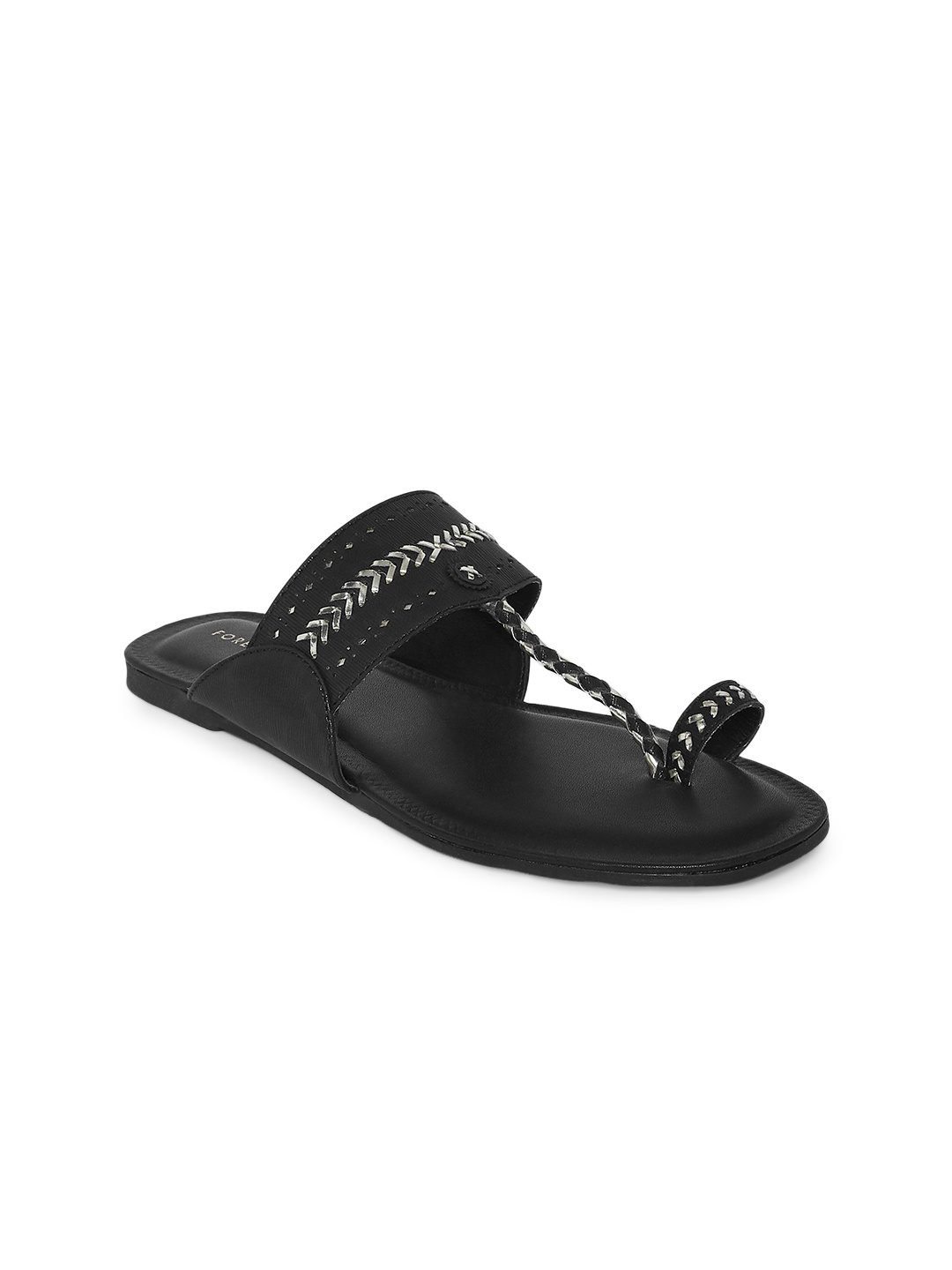

Forever Glam by Pantaloons Women Black Embellished T-Strap Flats