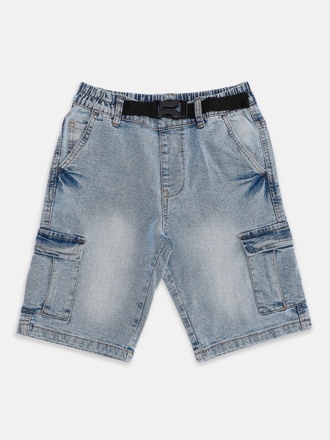 Pantaloons Junior Boys Washed Cargo Shorts, Blue