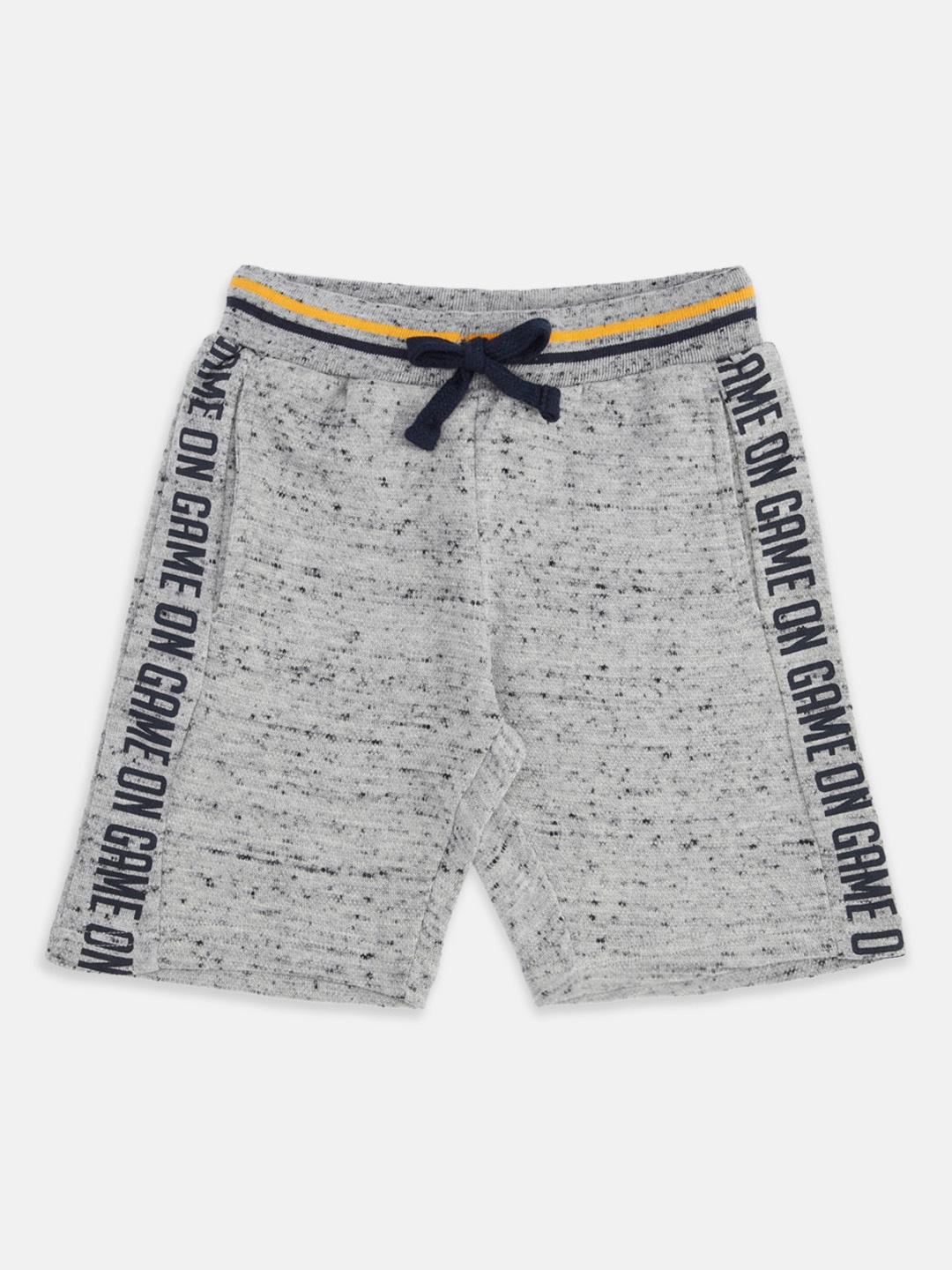 

Pantaloons Junior Boys Grey Melange Typography Printed Shorts