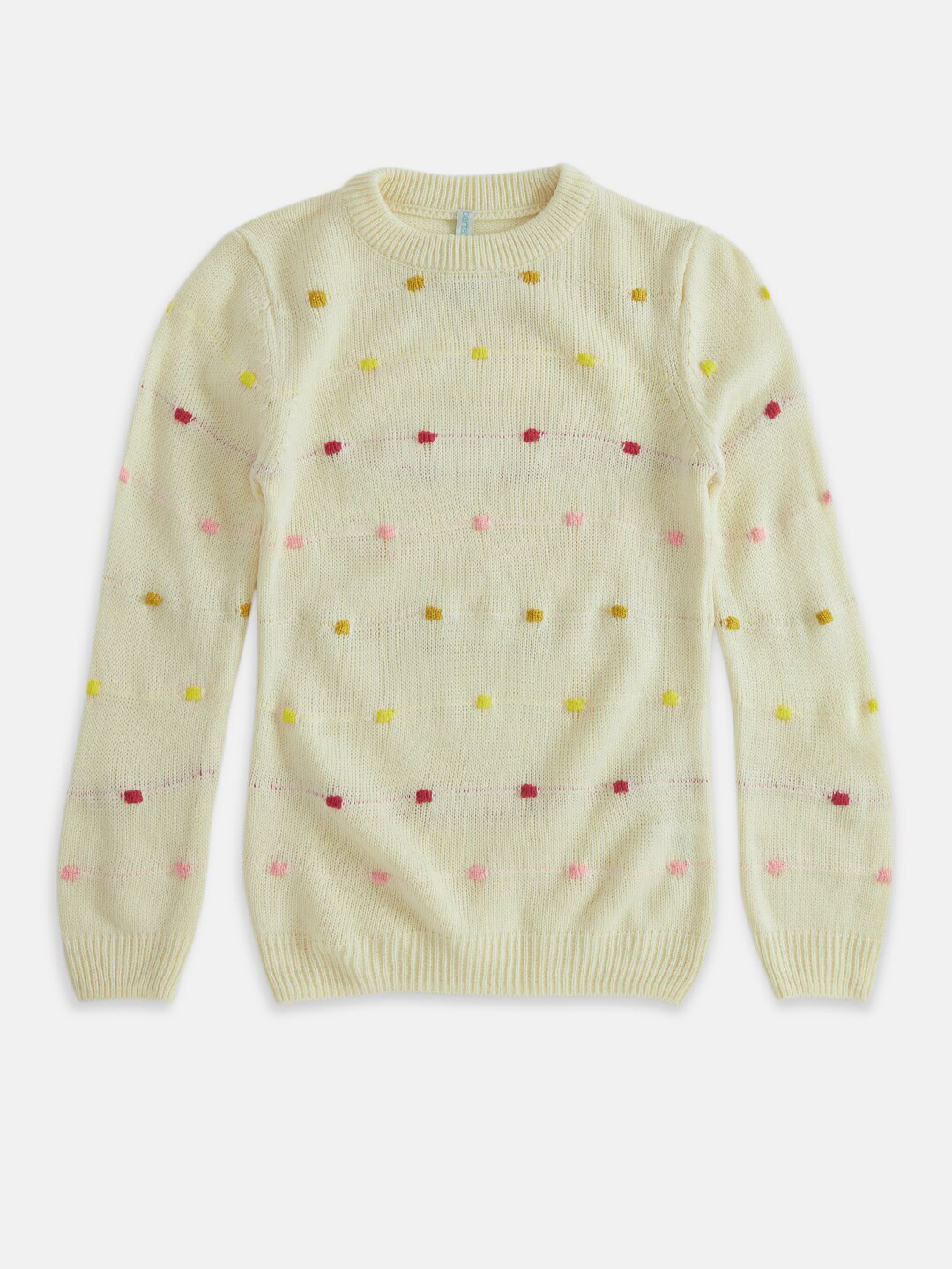 

Pantaloons Junior Girls Off White & Red Printed Cotton Pullover