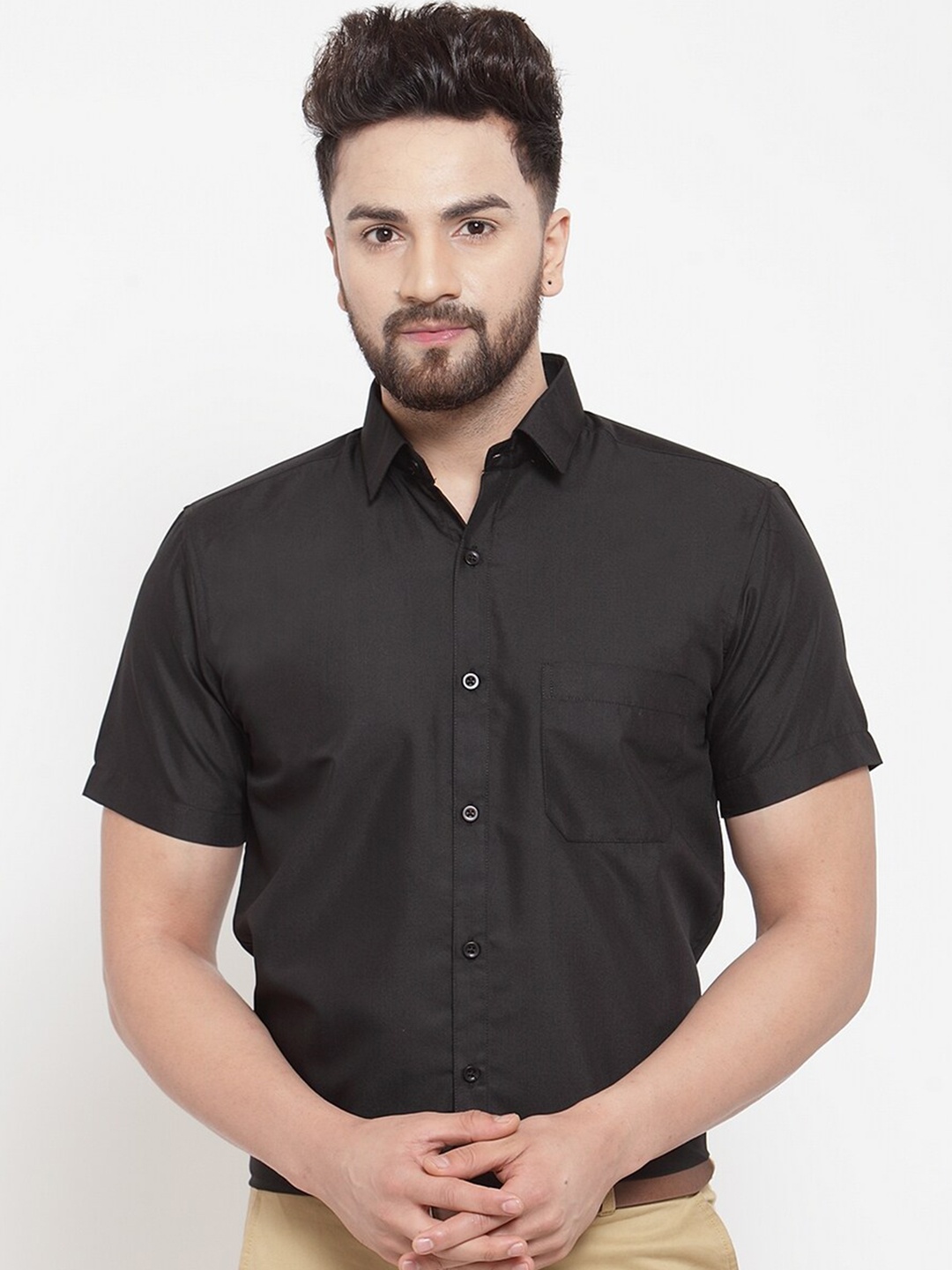 

JAINISH Men Black Classic Slim Fit Pure Cotton Formal Shirt
