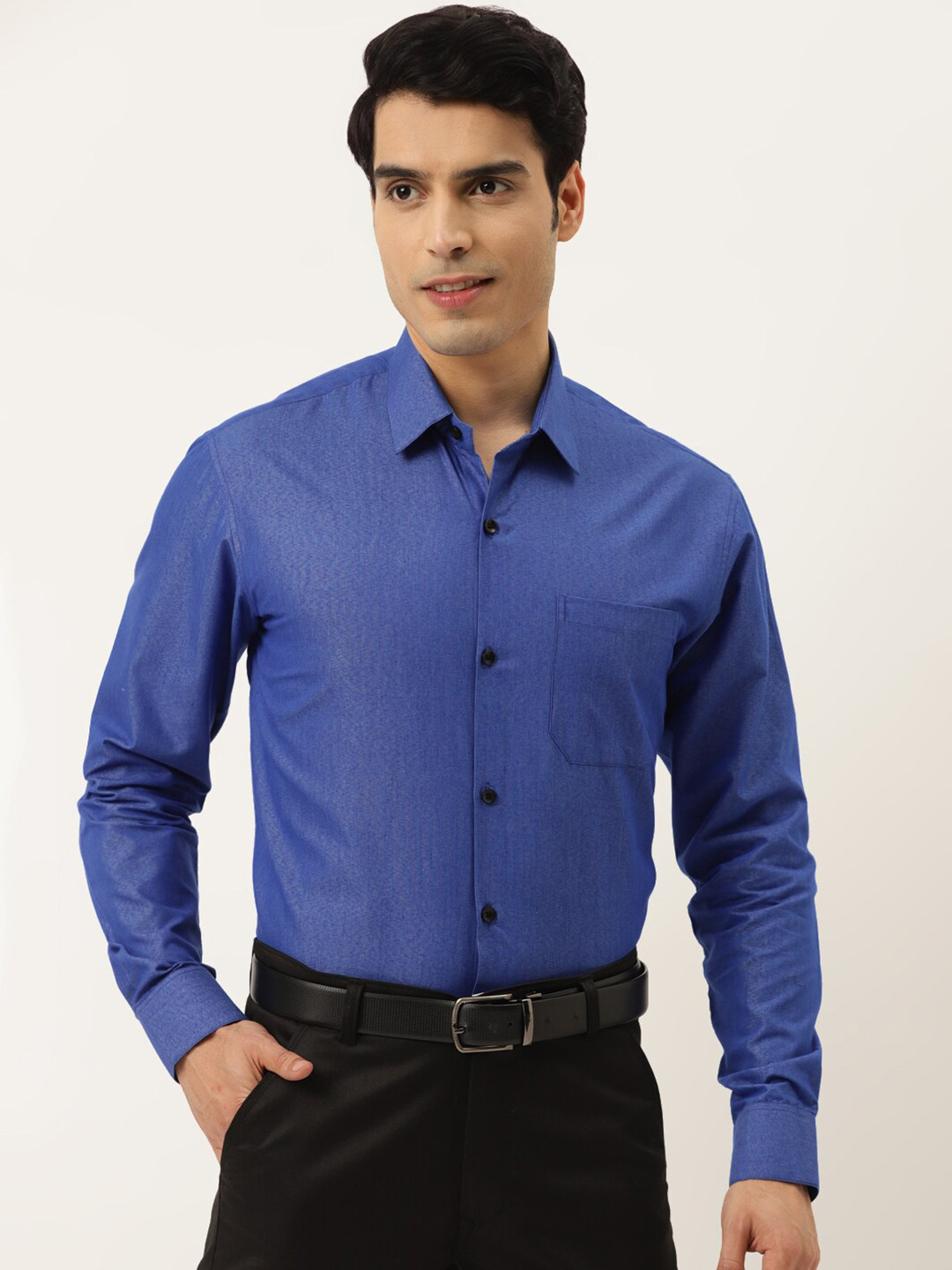 

JAINISH Men Blue Classic Slim Fit Printed Pure Cotton Formal Shirt