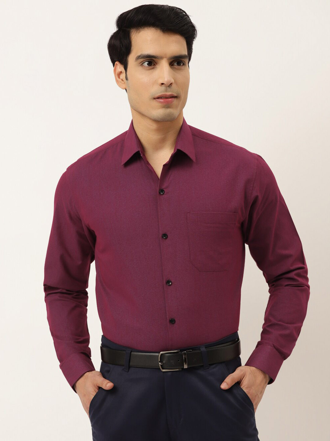 

JAINISH Men Purple Classic Slim Fit Pure Cotton Formal Shirt