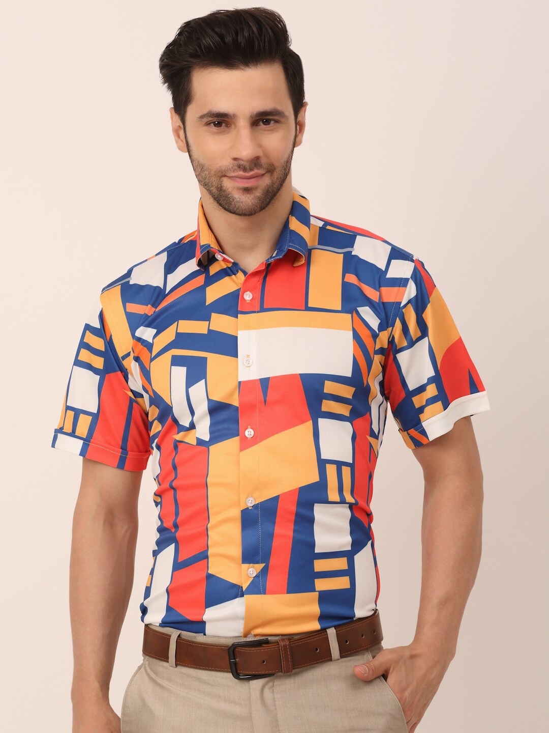 

JAINISH Men Navy Blue Classic Slim Fit Printed Casual Shirt