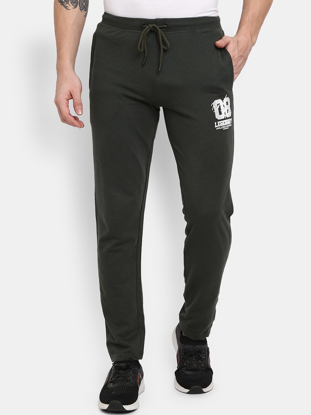 

V-Mart Men Olive Green Solid Track Pants