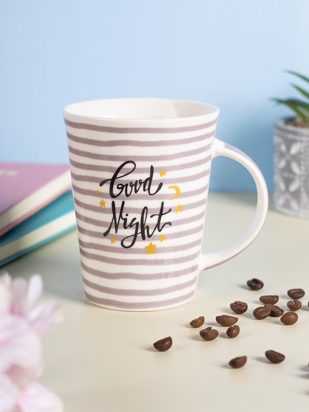 

MARKET99 Off White & Grey Dishwasher Safe Printed Ceramic Mug 300 ml