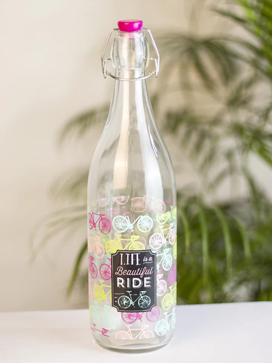 

MARKET99 Transparent Printed Glass Water Bottle 1L