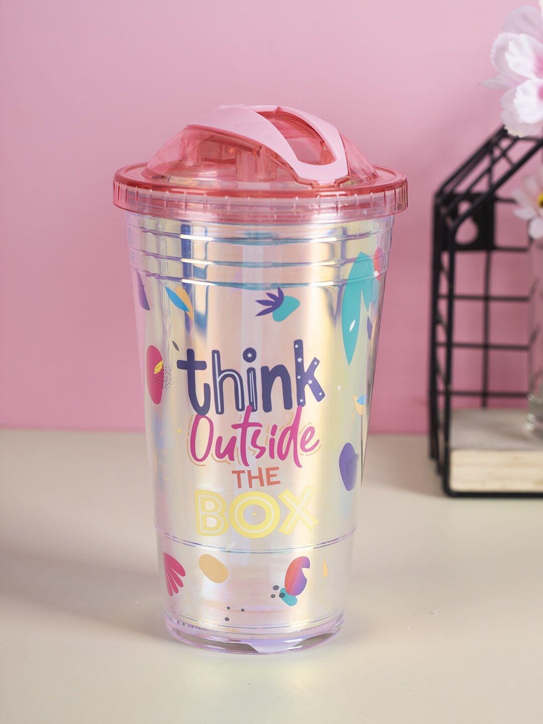 

MARKET99 Pink Printed Sipper Tumbler With Straw 450 ml