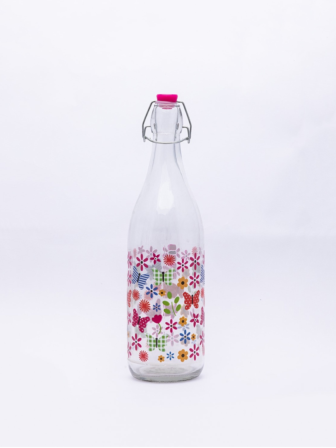 

MARKET99 Transparent & Pink Printed Water Bottle - 1 L
