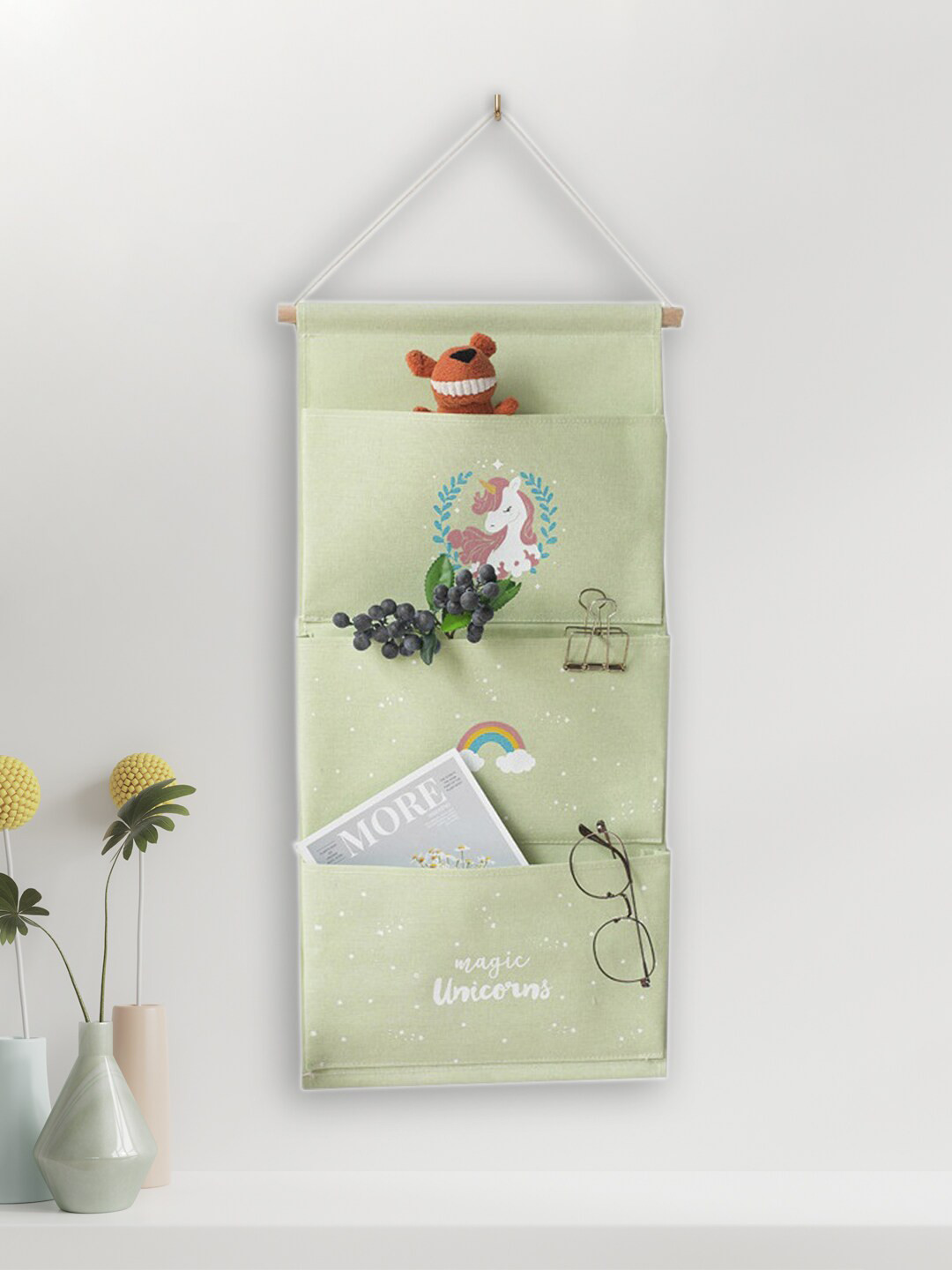 

MARKET99 Blue & Green Printed Fabric Magazine Organiser